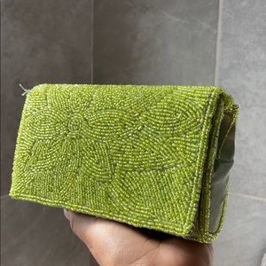 VINTAGE. Beaded clutch/cross body! Lime Green